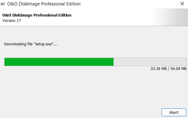 O&O DiskImage 17 installation