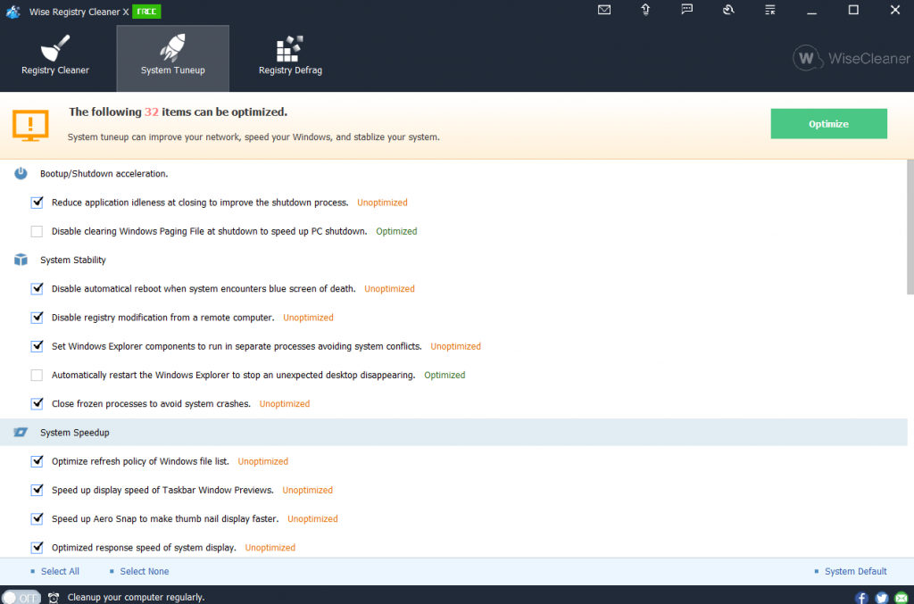 Optimize Your Computer’s Settings with wise registry cleaner