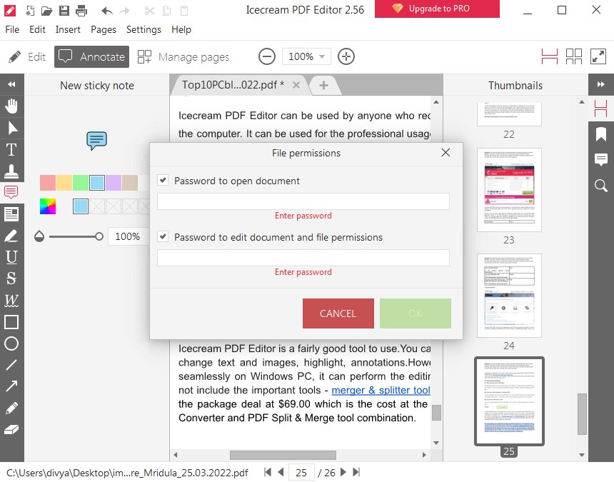 Protect PDF with password