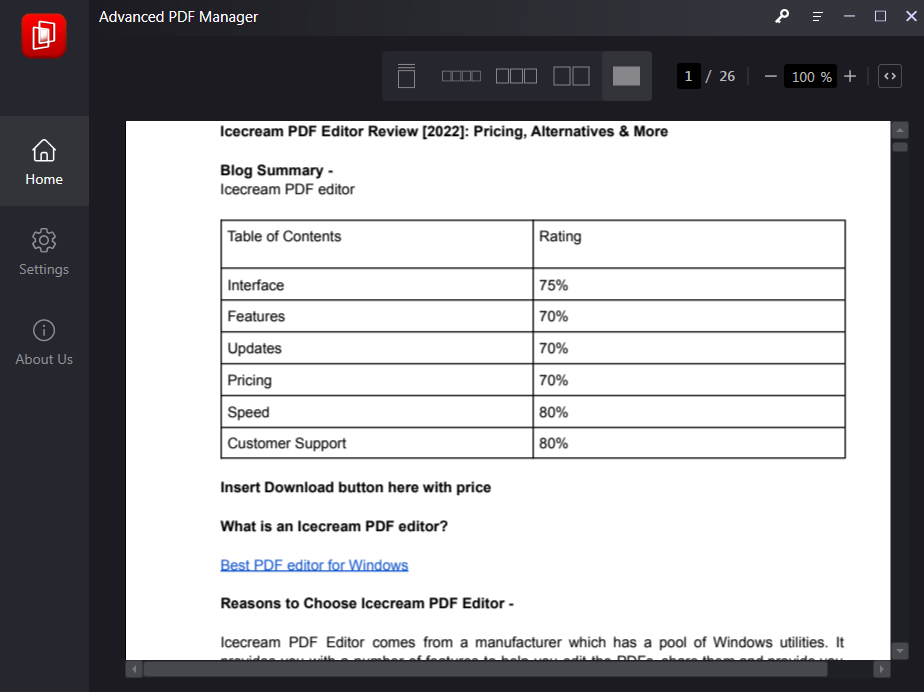 Read PDF files in advanced pdf manager