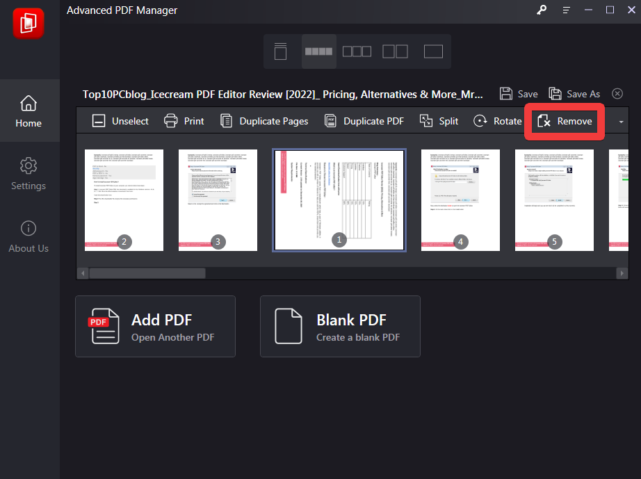 Remove Pages with advanced pdf manager