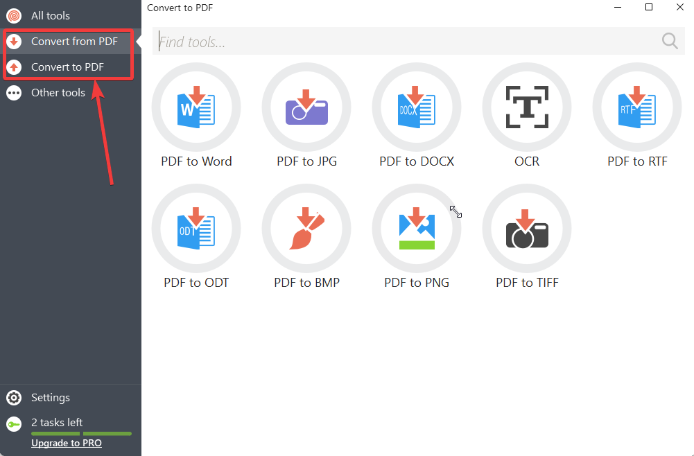 convert PDF to different file formats