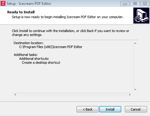 installation begin of icreampdf editor