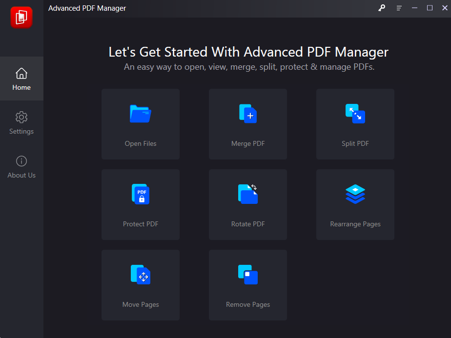 interface of advanced pdf manager