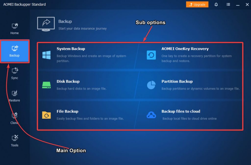 interface_of_AOMEI Backupper Standard