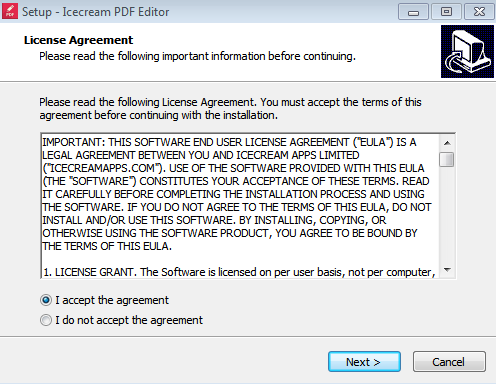 licence agreement of icecream pdf editor