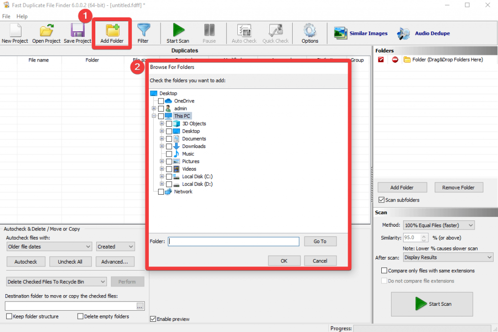 Add Folder in Fast Duplicate File Finder