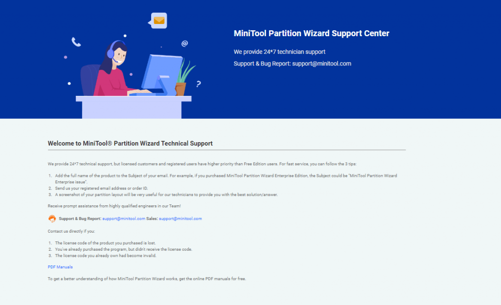 MiniTool Partition Wizard Customer Support