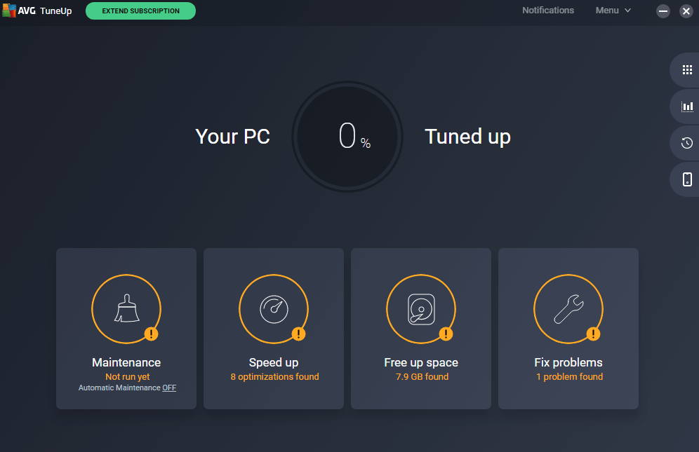 AVG PC TuneUp, dedicated PC tuneup software