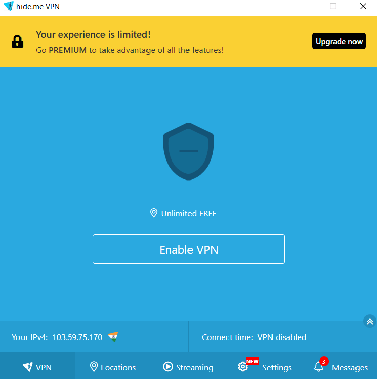 Enable VPN button