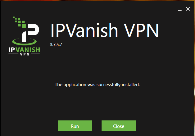 IPVanish app for PC installed