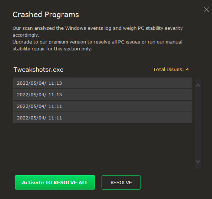 Identifies Crashed Programs