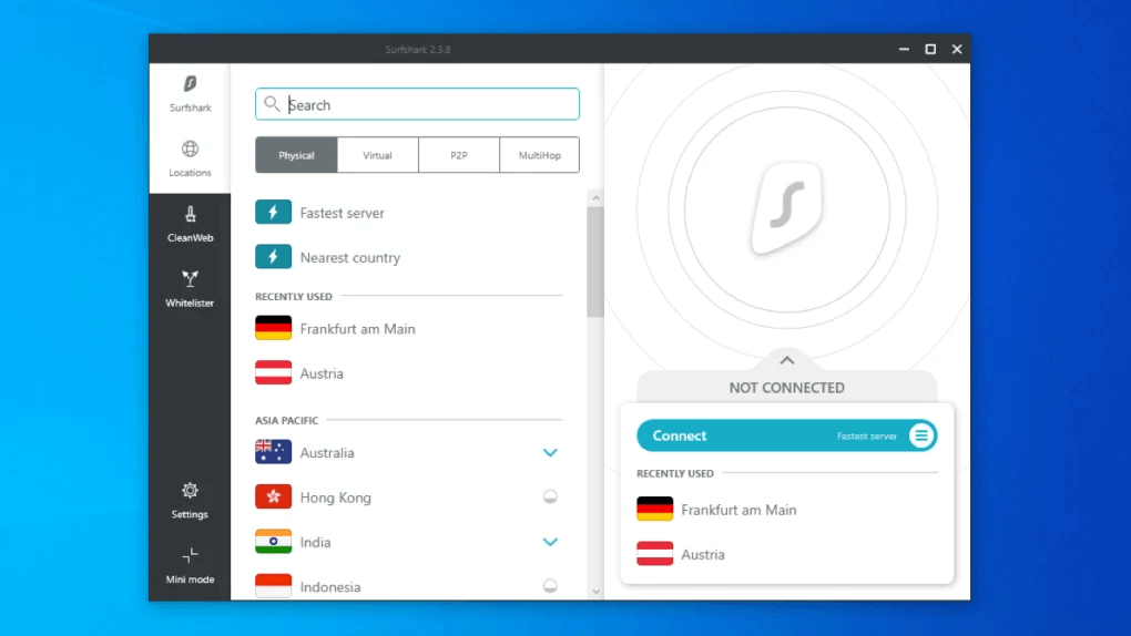 Surfshark dashboard