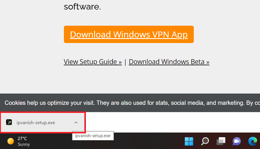 download setup file of ipvanish
