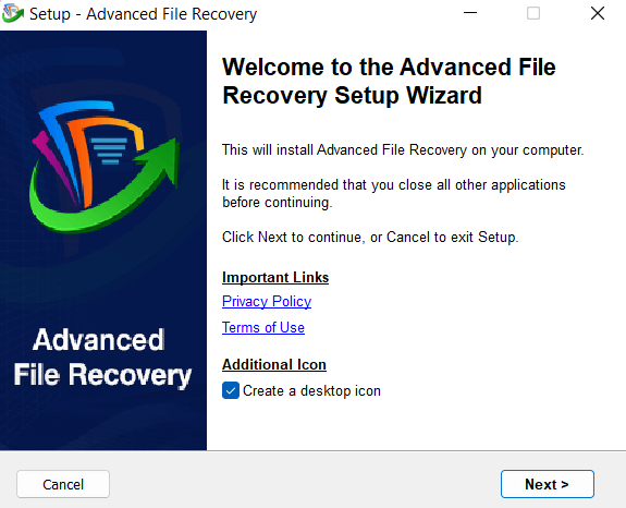 setup advanced file recovery