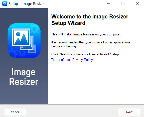 setup file of image resizer