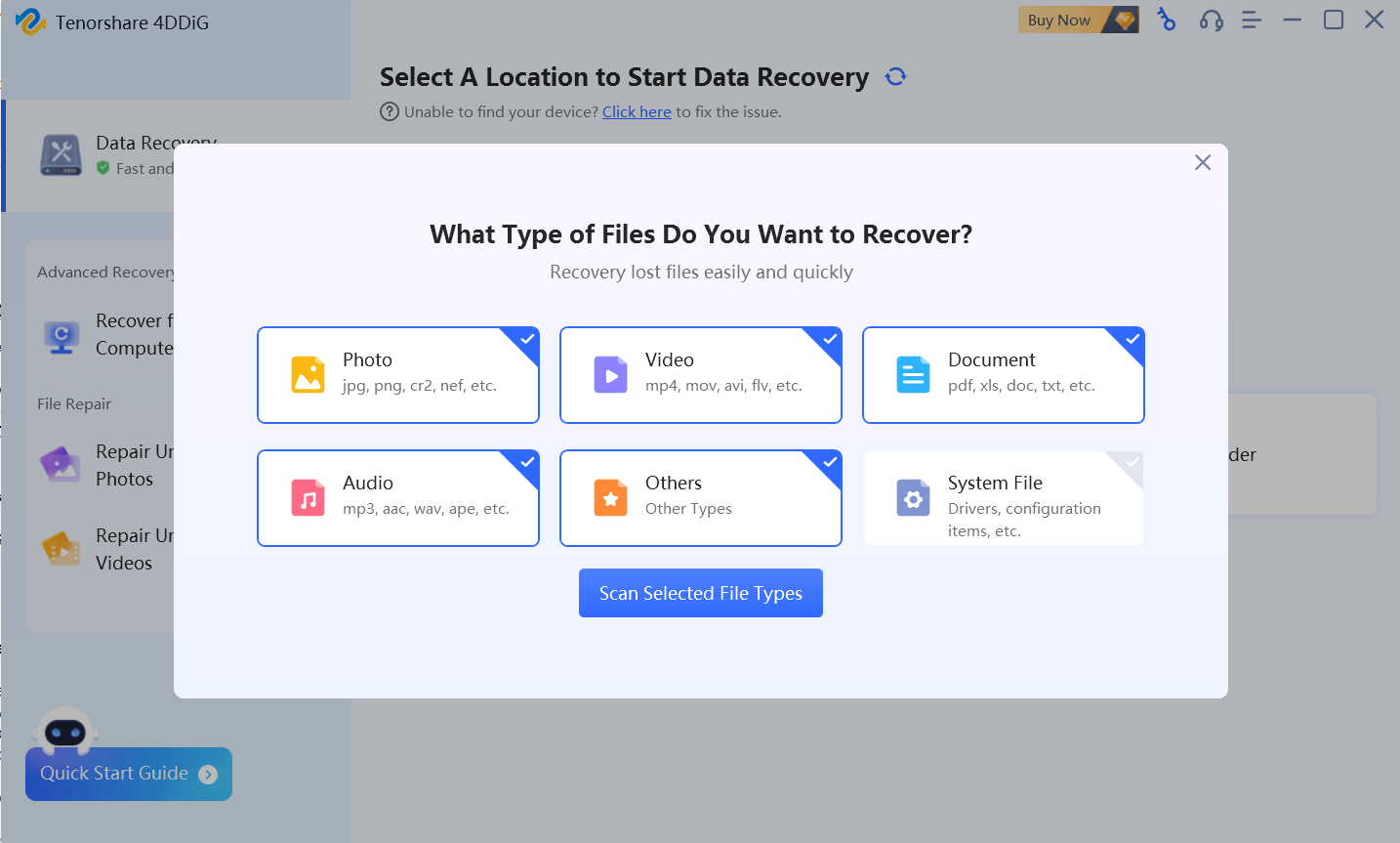 Tenorshare 4ddig data recovery