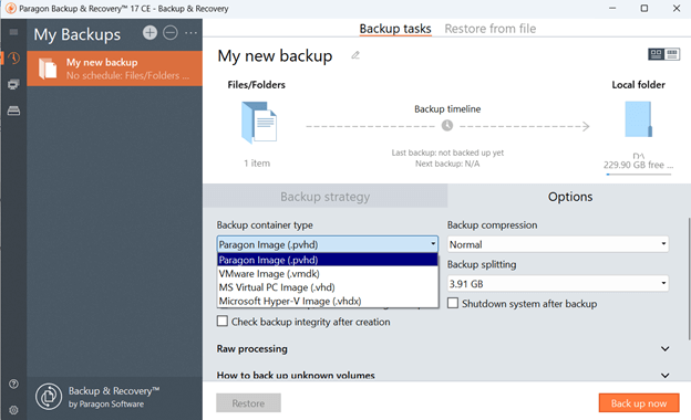 paragon backup software